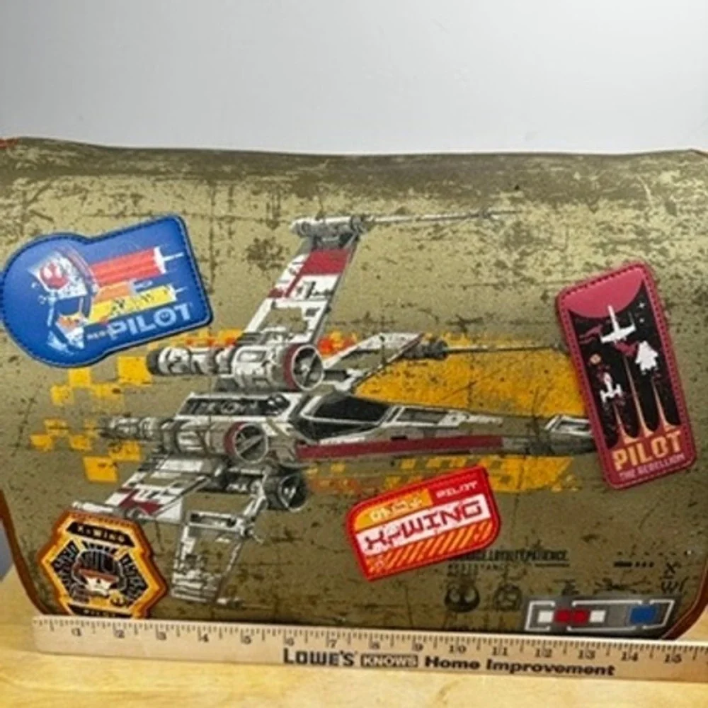 Loungefly Disney Star Wars X-Wing Messenger Bag Green Rebel Pilot Patches Canvas